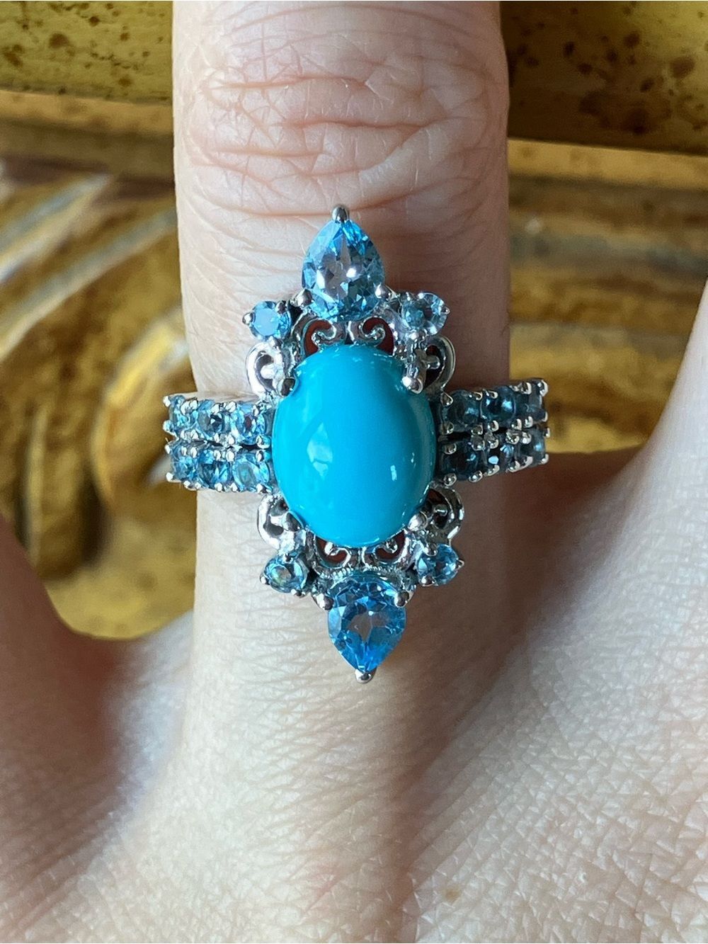 Sleeping Beauty Turquoise Blue Topaz Sterling Silver Ring Size 6